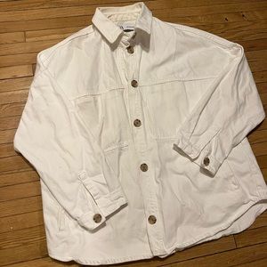Zara White Denim Shirt Jacket